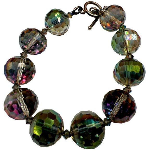 Vintage Aurora Borealis Crystal Beaded Bracelet.   B51 - Picture 6 of 10